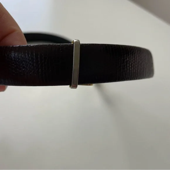 Vintage Cuero Vaca Industria Argentina Dark Brown Leather Belt w/Gold Hardware - Picture 10 of 12